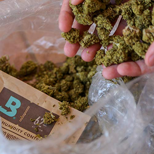 Cultivator storing weed in a turkey bag with Boveda, the original terpene shield.