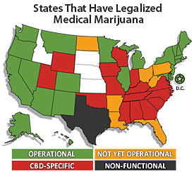 States that have legalized cannabis.
