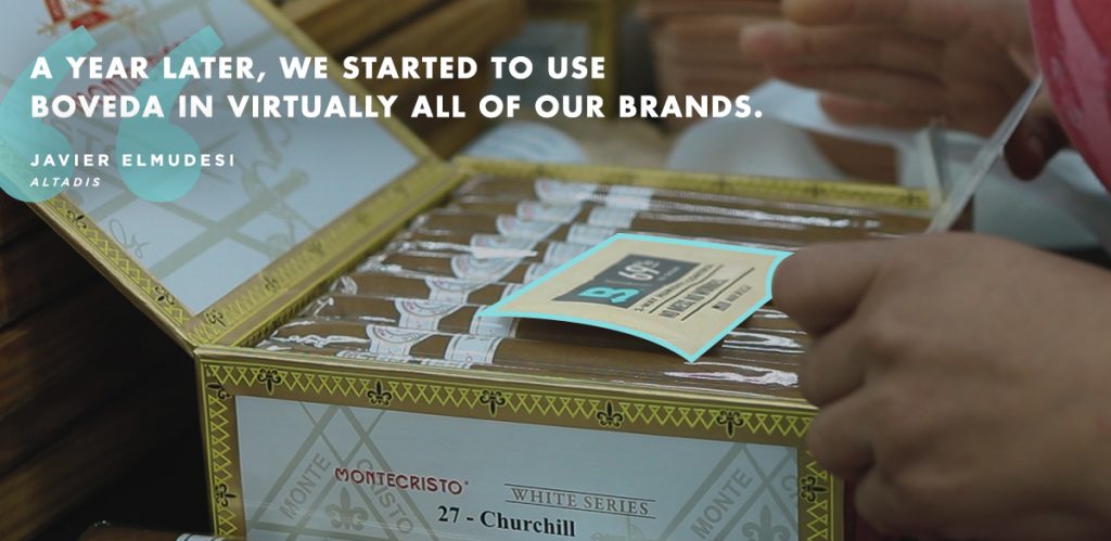 Altadis Cigars are boxed with Boveda, according to Javier Elmudesi 