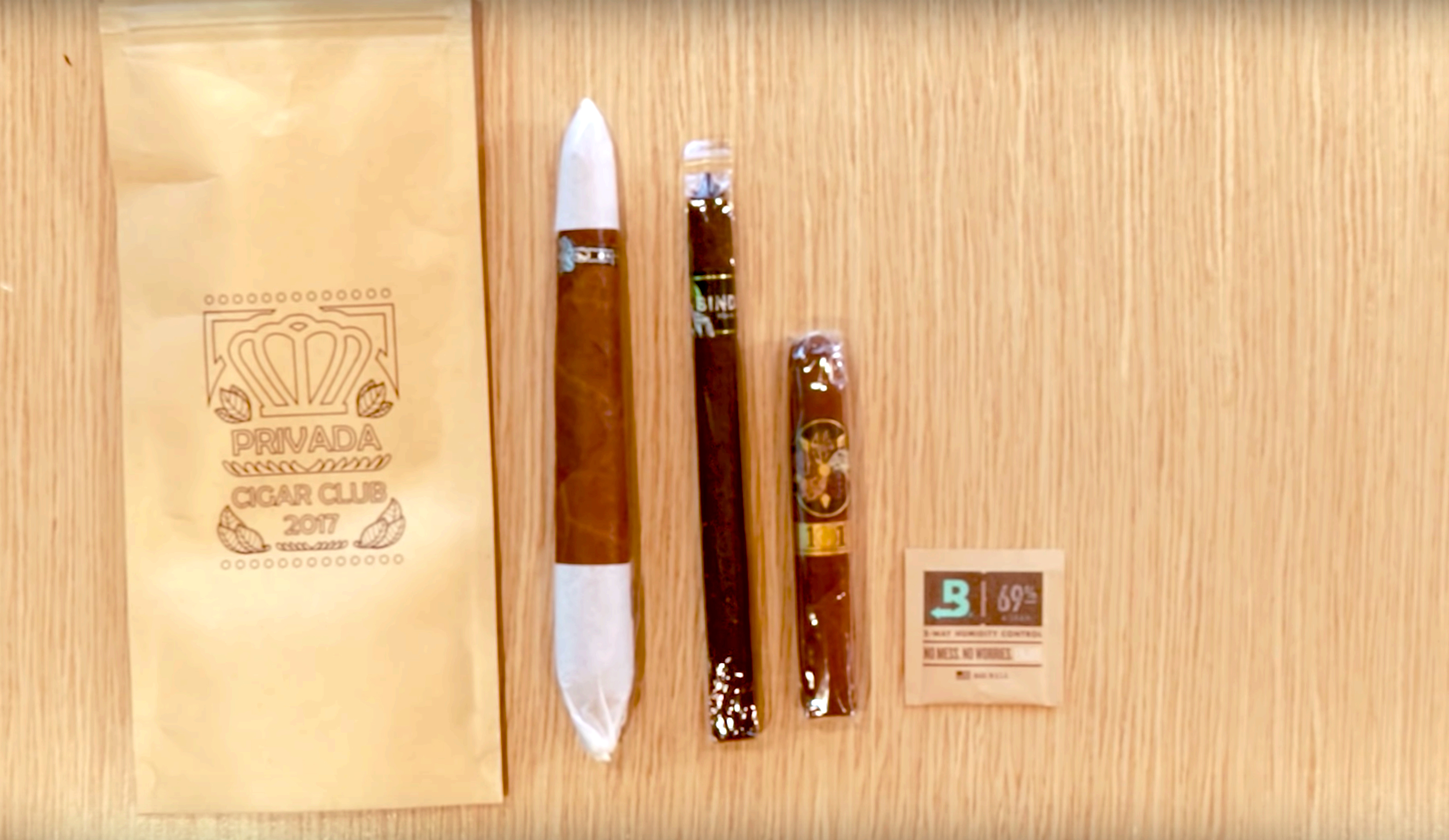 Privada Cigar Club sends 3 cigars (most of them aged or hard-to-find smokes), along with tasting notes and pairing ideas. Boveda keeps all the hand-picked cigars fresh in transit and until they're ready to smoke.