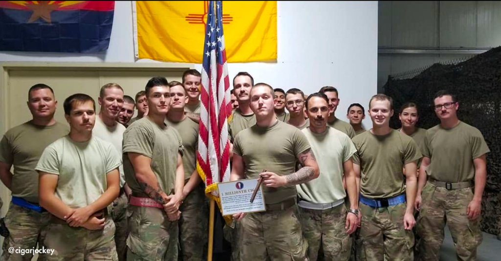 Deployed service members, like these recipients of the 1 millionth cigar, request premium cigars from the OP: CFW website. After the non-profit group verifies that the APO address meets the criteria as a deployment or float, OP: CFW fulfills requests on a first-come, first-served basis.