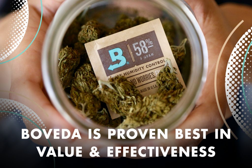 What cannabis humidity pack is the best value? Boveda offers the highest long-term value to achieve and maintain the right relative humidity for storing cannabis to keep it from drying out or growing mold.
