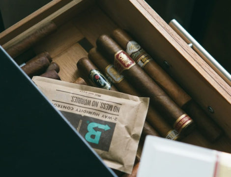 Boveda and cigars in humidor