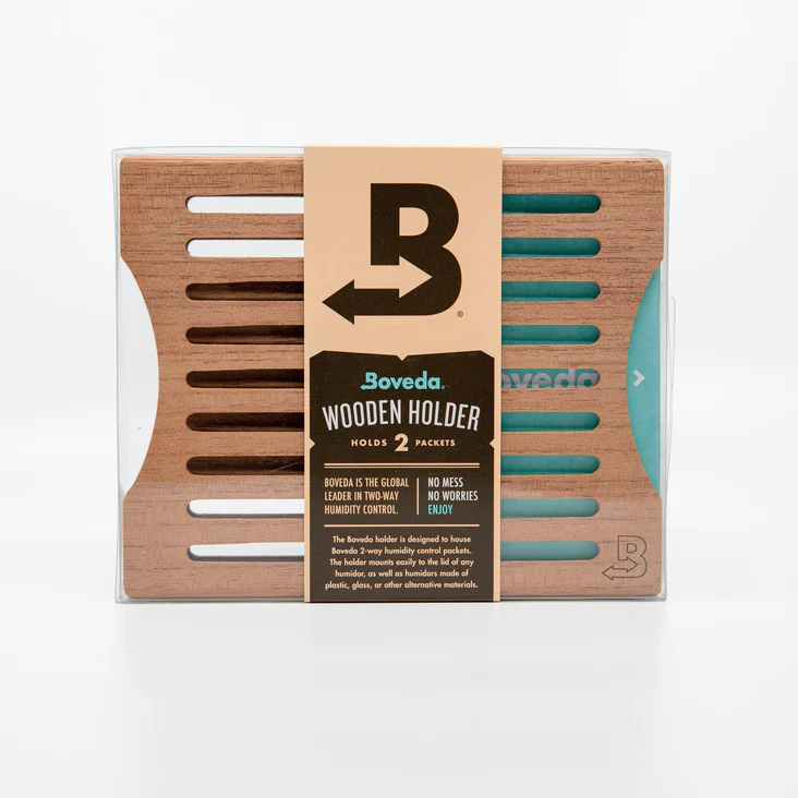 Accessorize your humidor with more cedar. Mount in the lid of a humidor. Holds two Size 60 Boveda cigar packs.