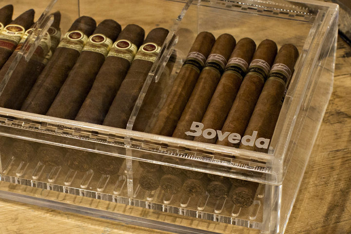 Cigars in an Boveda acrylic humidor