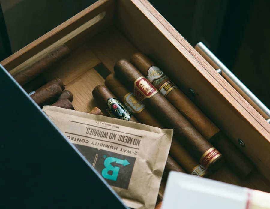 Boveda pack and cigars in a humidor