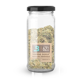 Size 1 Boveda in a small jar with cannabis inside.