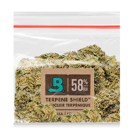 Size 4 Boveda in a bag with cannabis inside.