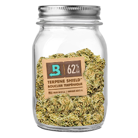 Size 8 Boveda in a jar with cannabis inside.