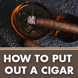 How To Put Out A Cigar. A couple cigars resting on and near an ashtray.