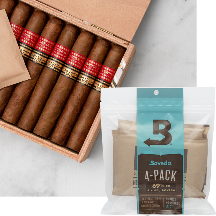 B69 Size 60 4-Pack and a cigar box full of cigars