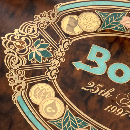 25th Anniversary Boveda Humidor lid inlays