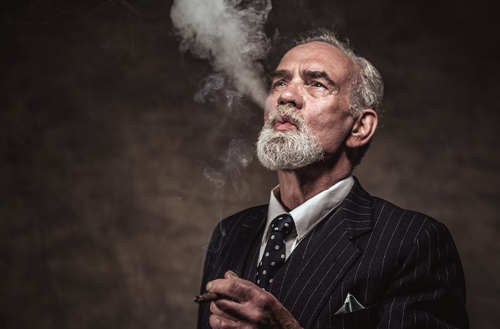 A man smoking a cigar