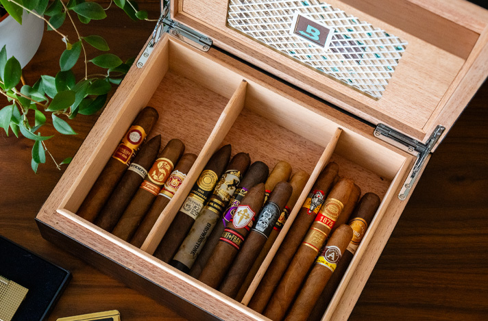 Boveda Humidor with cigars in in